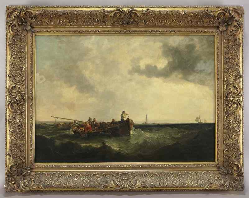 Appraisal: Sir Georges Chambers ''The Smugglers'' oil paintingon canvas Canvas ''H