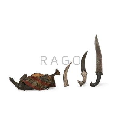 Appraisal: MIDDLE EASTERN DAGGERS Three th th c silver mounts and