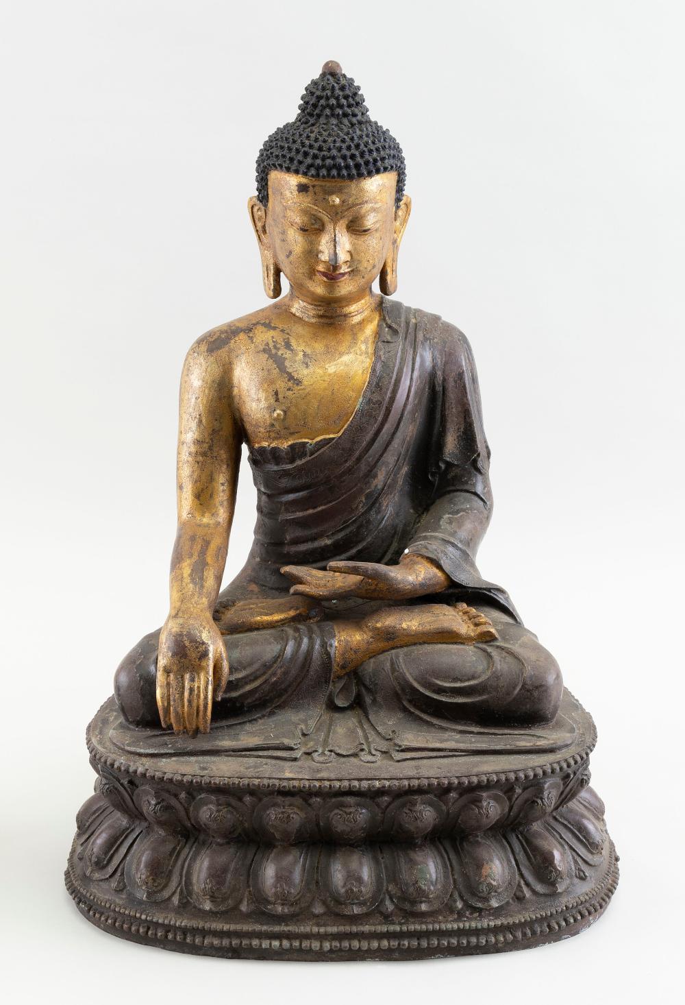 Appraisal: TIBETAN GILT BRONZE FIGURE OF BUDDHA LATE TH CENTURY HEIGHT