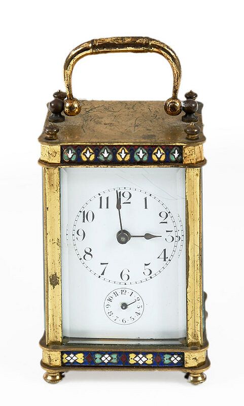 Appraisal: Aesthetic Movement Enameled Brass Carriage Clock British th century rectangular