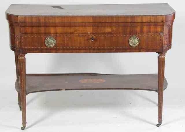 Appraisal: A th Century mahogany and inlaid sideboard the D shaped