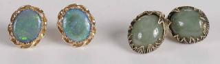 Appraisal: Two Pairs kt Earrings one pair twisted wire oval opal