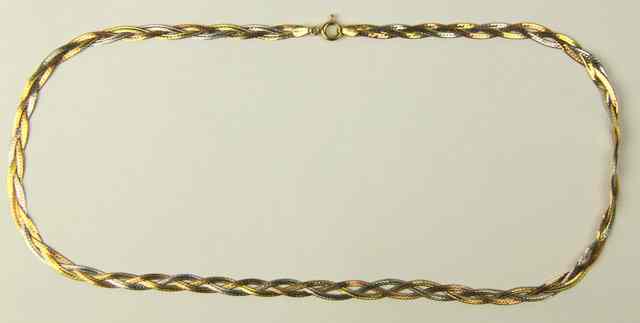 Appraisal: A ct three-colour gold plaited necklet cm long approximately gm