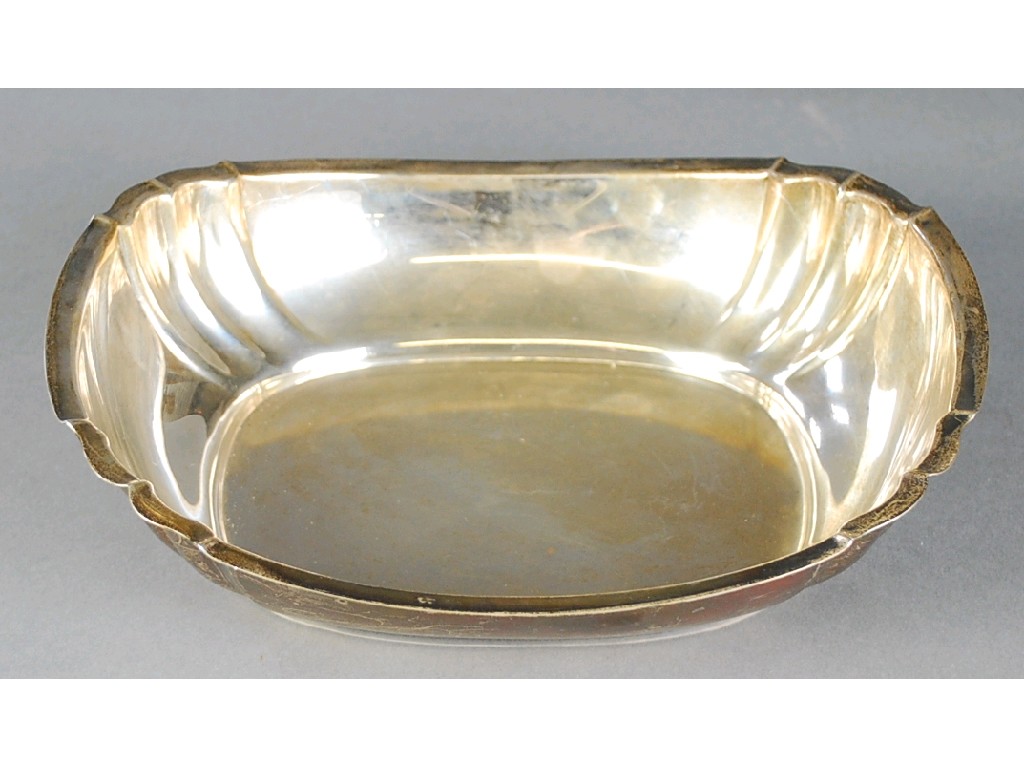 Appraisal: SILVER ROUNDED OBLONG BOWL with double flutes to each corner