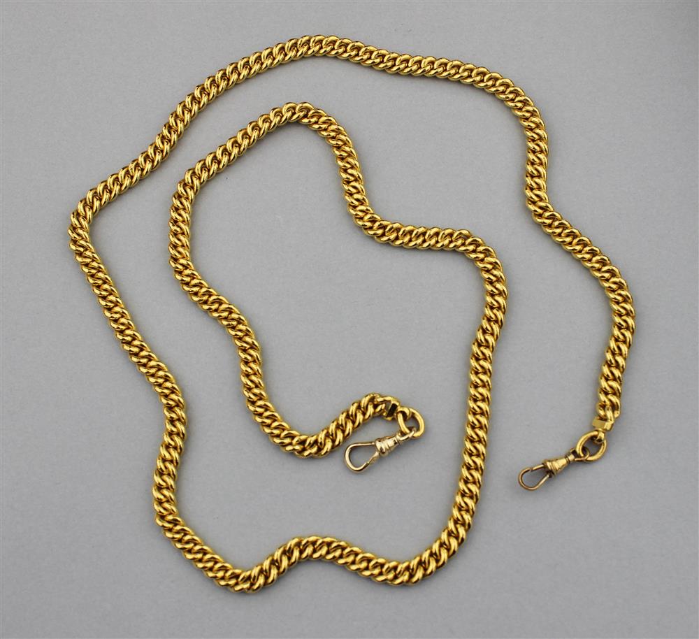 Appraisal: K YELLOW GOLD LINKED WATCH CHAIN the watch chain is