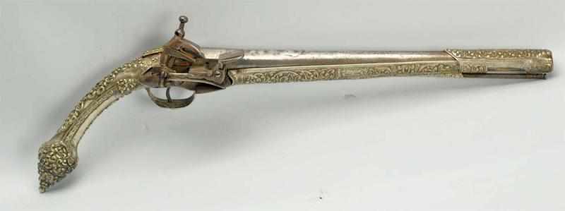 Appraisal: Pair of Albanian Miquelet Pistols Circa With deluxe solid silver