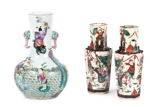 Appraisal: Sale Lot Three Chinese Porcelain Vases early th century each