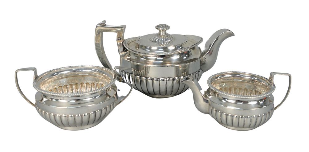 Appraisal: English Silver Three-piece Tea Set teapot sugar and creamer marked