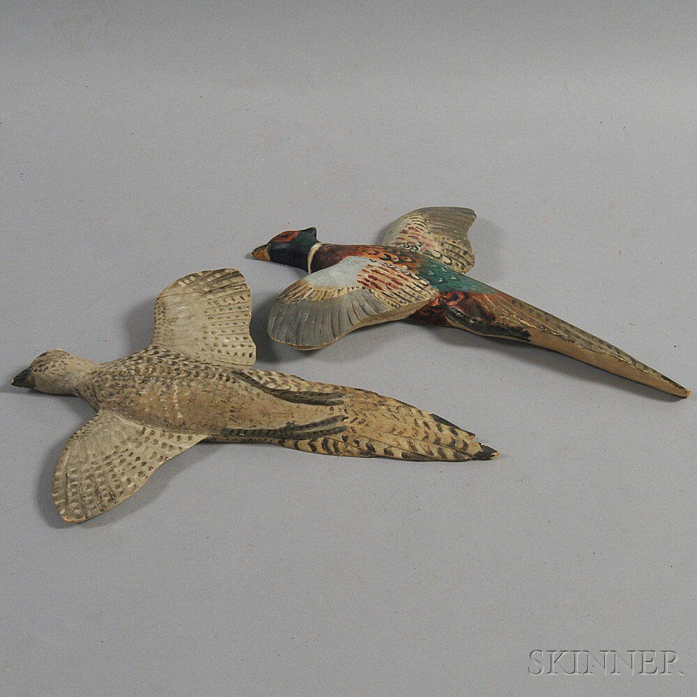 Appraisal: Two Carved Polychrome Pheasants Carl Malstrom Long Cove Maine mid-