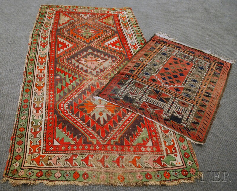 Appraisal: Karabagh Rug and Afghan Prayer Rug th th century Karabagh