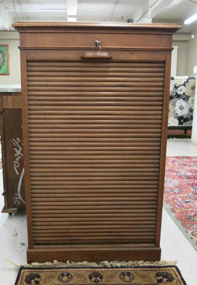 Appraisal: TAMBOUR-FRONT FILE CABINET Continental late th century the interior fitted