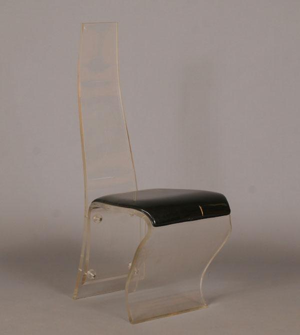 Appraisal: Lucite high back side chair with curve and scroll frame