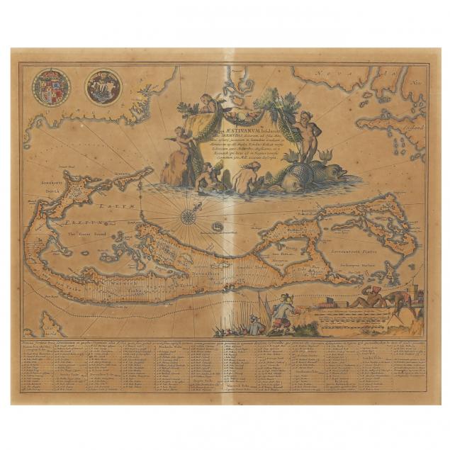 Appraisal: WILLEM BLAEU MAPPA AESTIVARUM INSULARUM ALIAS BARMUDA Circa copperplate engraving