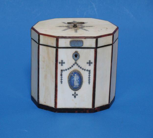 Appraisal: A LATE GEORGE III IVORY AND TORTOISESHELL TEA CADDY the