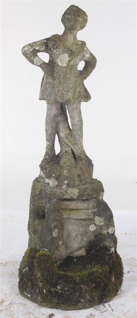 Appraisal: An early th century composition garden statue of Peter Pan