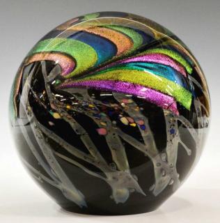 Appraisal: LARGE ROLLIN KARG ART GLASS DICHROIC ORB Large round art