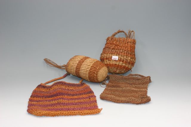 Appraisal: A group of two Aboriginal woven dilli bags and two