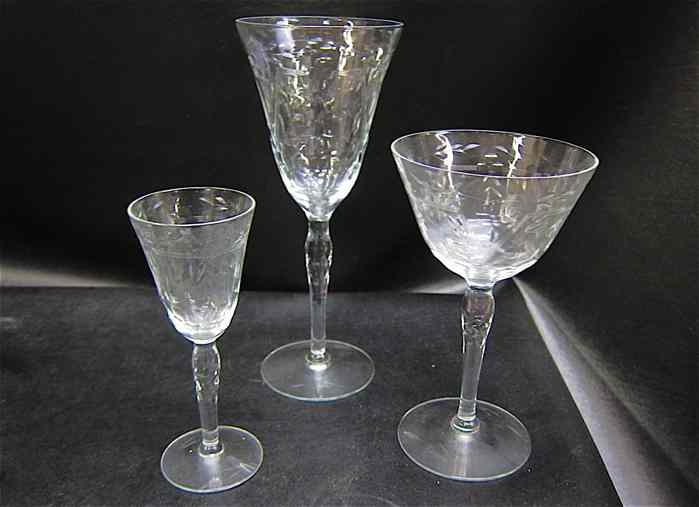 Appraisal: THIRTY-FIVE PIECE SET AMERICAN CRYSTAL STEMWARE colorless with cut engraved