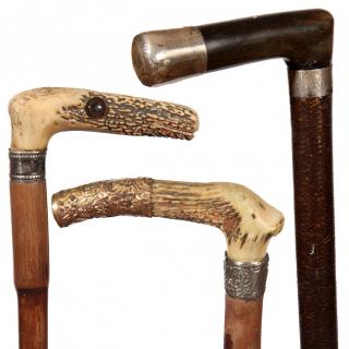 Appraisal: Three Piece Cane Lot- - - One stag with a