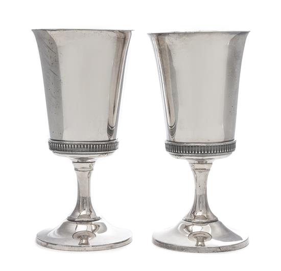 Appraisal: Sale Lot A Pair of Silvered Metal Goblets having a