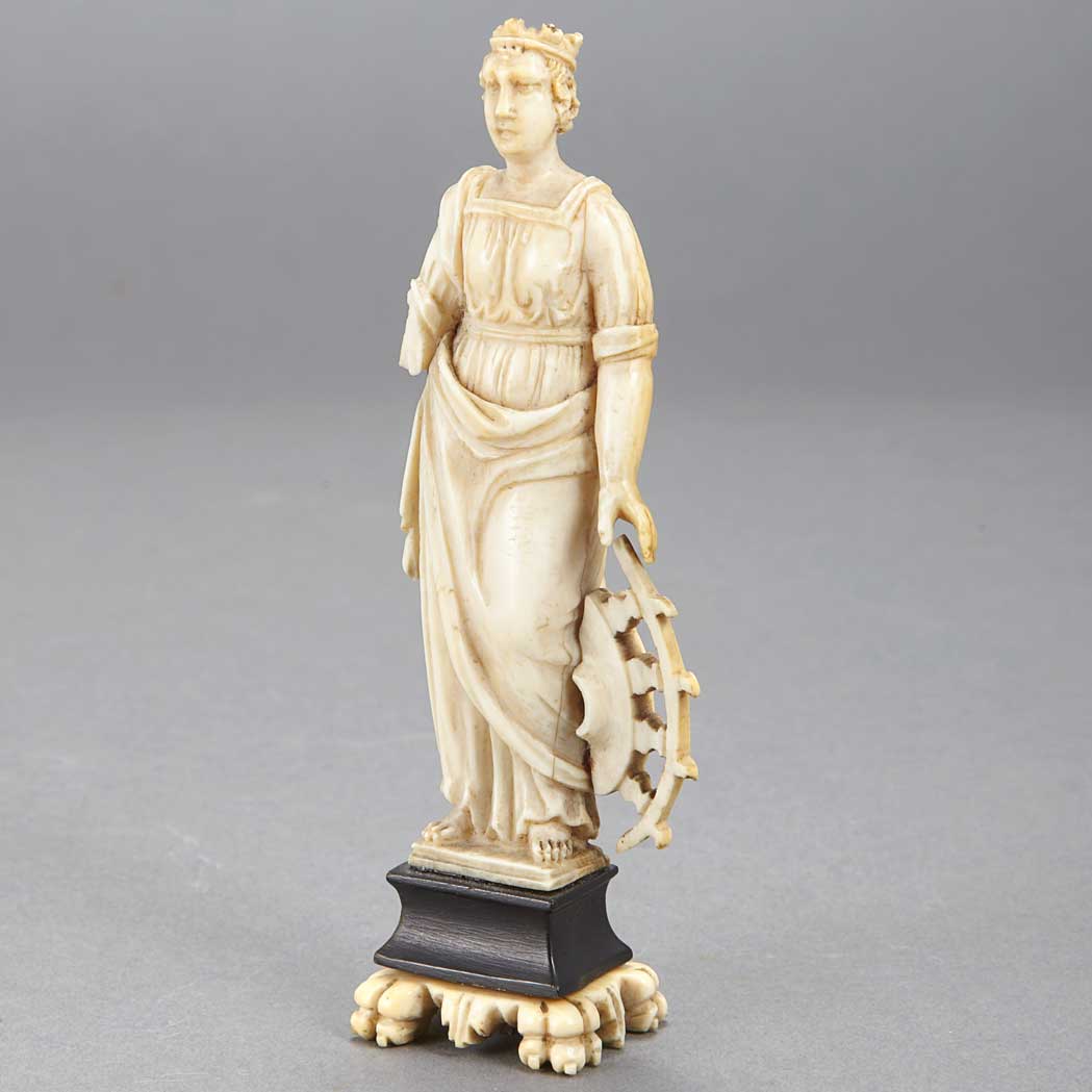 Appraisal: Continental Ivory Figure of Saint Catherine of Alexandria Possibly th