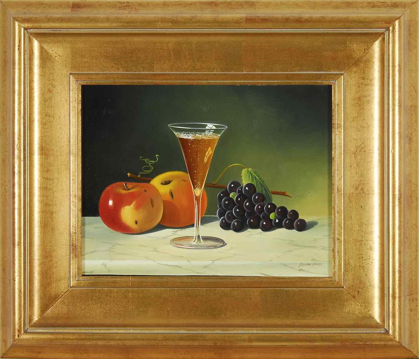 Appraisal: JEROME HOWESAmerican b Still life with apples grapes and glass