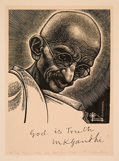 Appraisal: GANDHI MOHANDAS K Autograph Quotation Signed God is Truth on