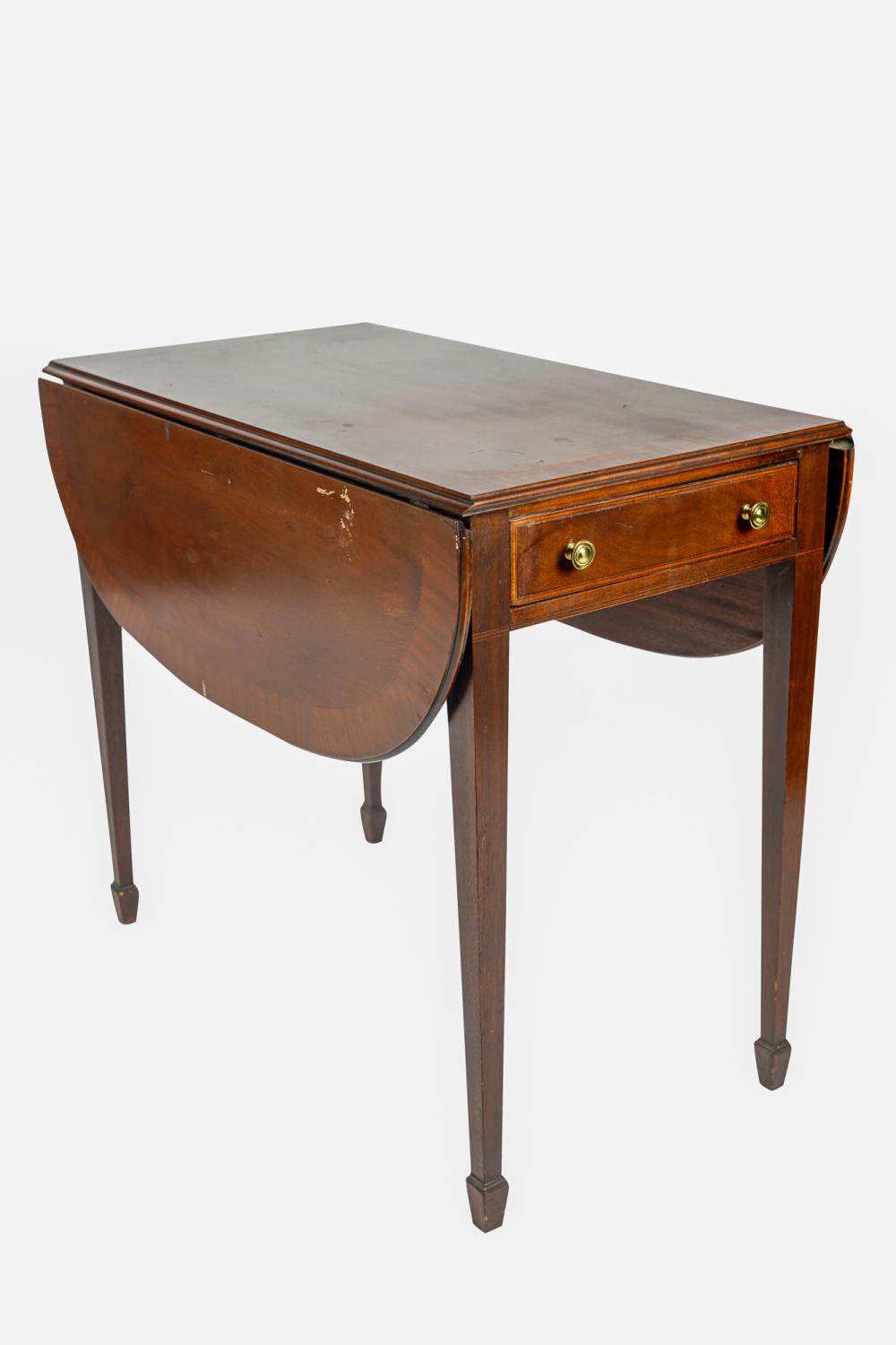 Appraisal: MAHOGANY PEMBROKE TABLEsecond quarter th century with partial paper label