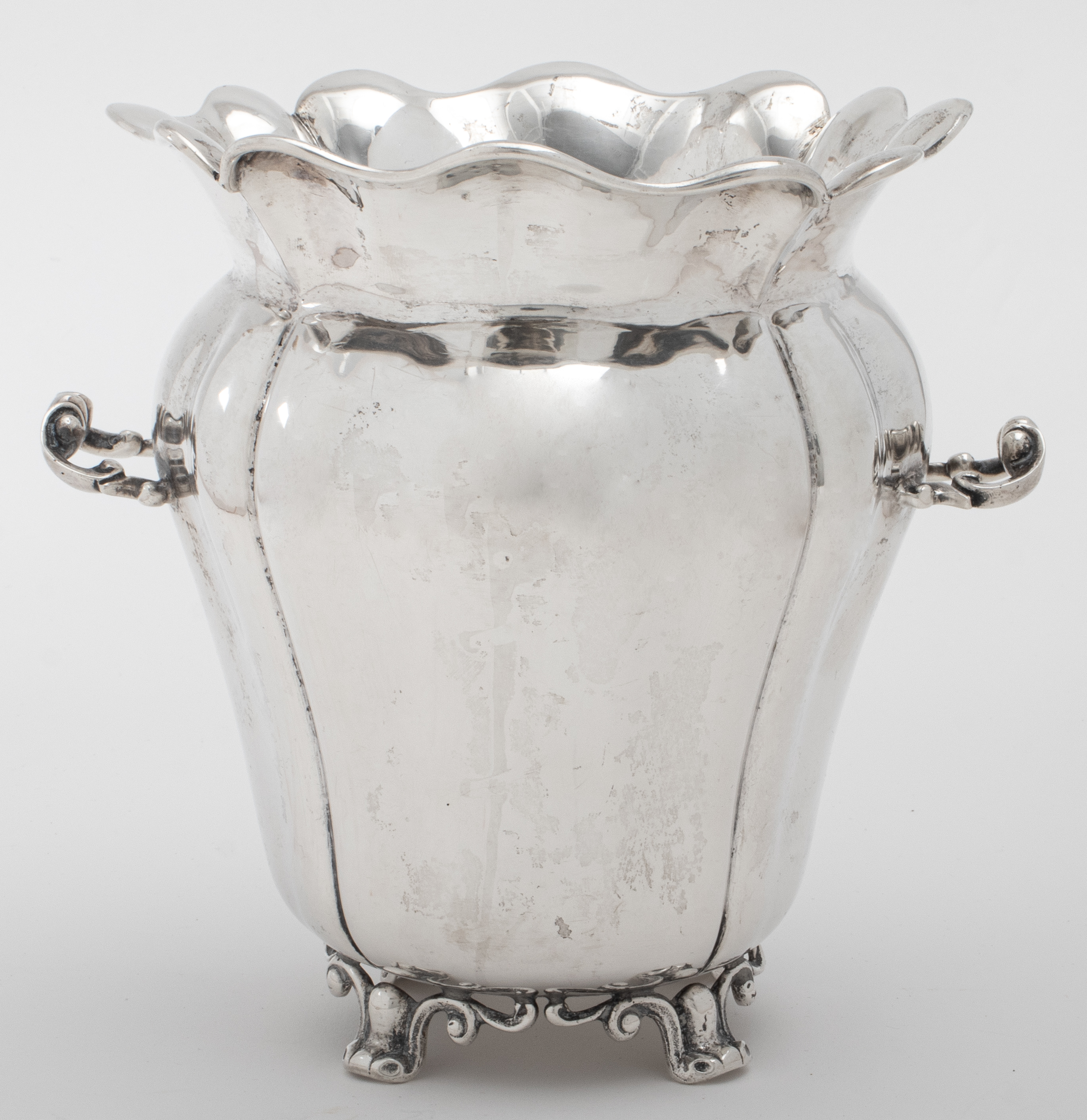 Appraisal: GERMAN SILVER TWO-HANDLED VASE German Silver two-handle vase in the