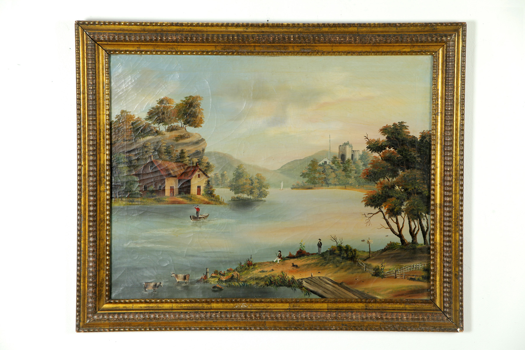 Appraisal: HUDSON RIVER LANDSCAPE WITH CASTLE AMERICAN LATE TH CENTURY Oil