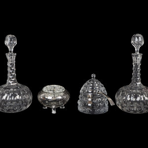 Appraisal: Four Glass and Silver Articles TH CENTURY comprising a pair