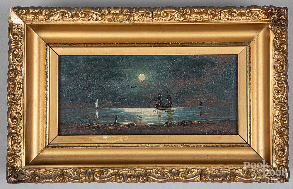 Appraisal: Mary Leisz oil on board moonlit seascape Mary Leisz American