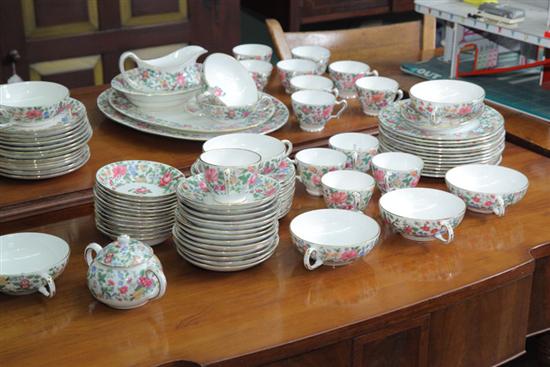 Appraisal: CROWN STAFFORDSHIRE DINNERWARE SET THOUSAND FLOWERS Large group of Staffordshire