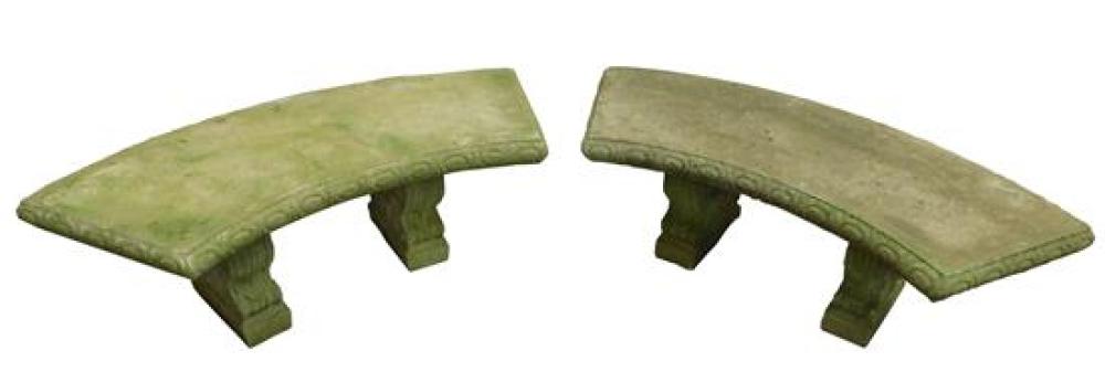 Appraisal: GARDEN Pair of cement garden benches semi-circle removable bench sits