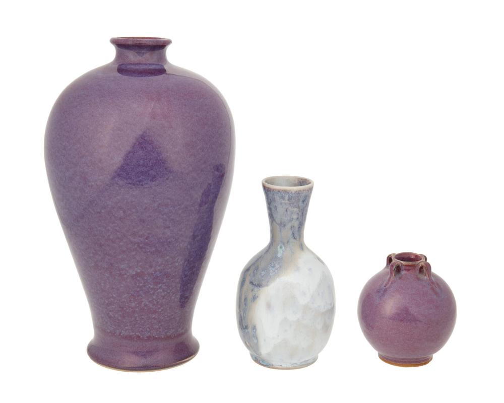 Appraisal: Brother Thomas Bezanson - Canadian Two purple vases and one