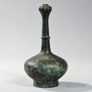 Appraisal: Bronze Garlic-head Bottle Vase Bronze Garlic-head Bottle Vase China Han