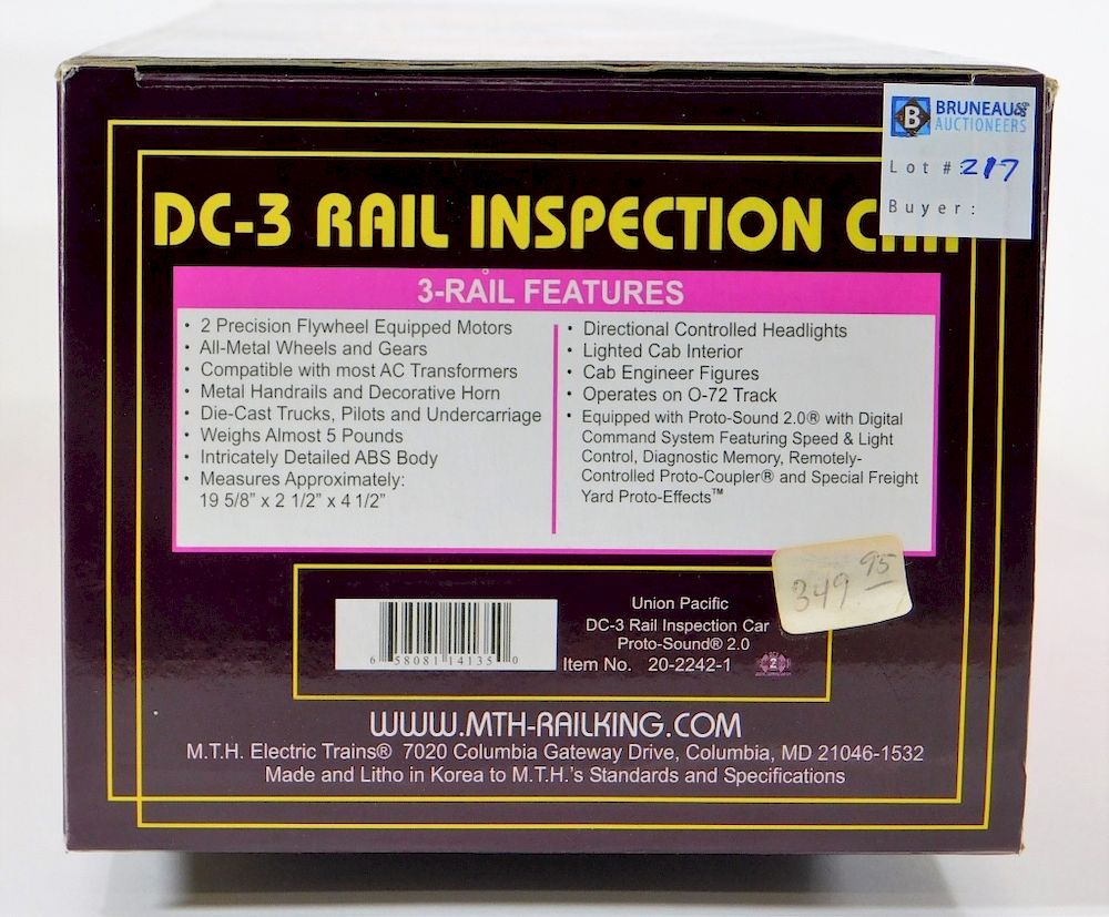 Appraisal: MTH Union Pacific DC- Rail Inspection Car United States Contemporary