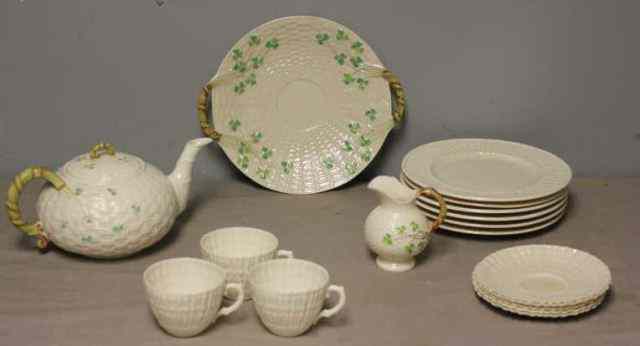 Appraisal: Lot of Belleek Porcelain Includes black mark '' plates black