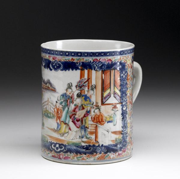 Appraisal: CHINESE EXPORT Cider mug with figural decoration ca - x