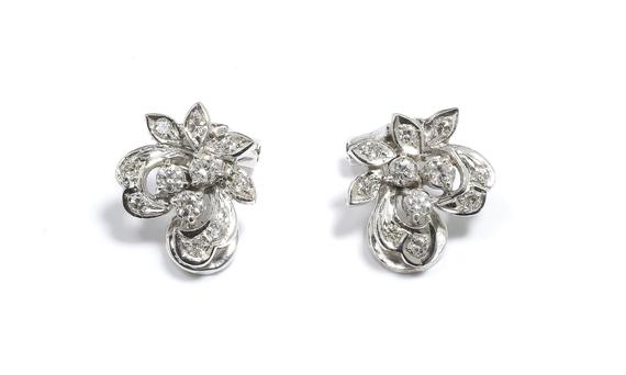 Appraisal: DIAMOND EAR CLIPS circa White gold Decorative cluster ear clips