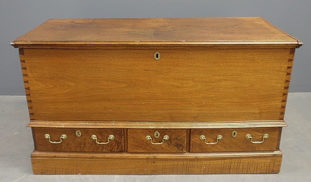 Appraisal: - Pennsylvania walnut blanket chest th c with strap hinges