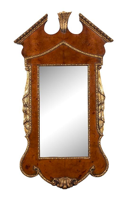 Appraisal: A George II Style Walnut and Parcel Gilt Mirror Height