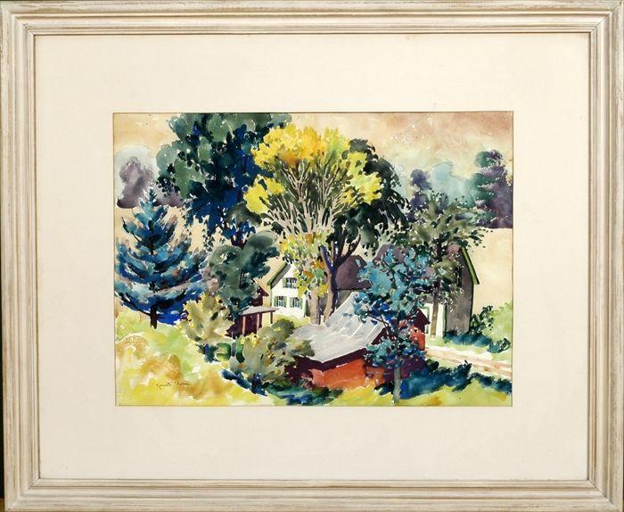 Appraisal: Kenneth Shopen American - Landscape with Houses Watercolor on paper