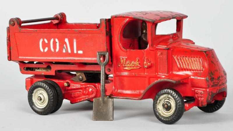 Appraisal: Cast Iron Arcade Mack Hy-Lift Coal Truck Toy Description American