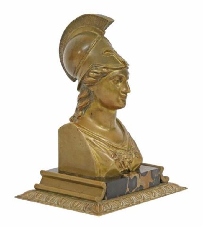 Appraisal: Neoclassical bronze sculpture Bust of Athena Minerva with the head