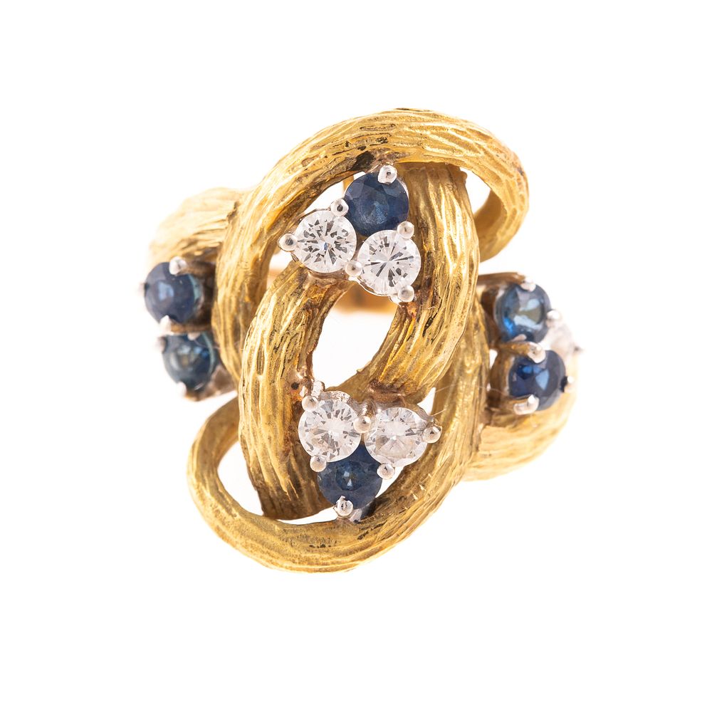 Appraisal: A Knot Ring with Sapphires Diamonds in K K yellow