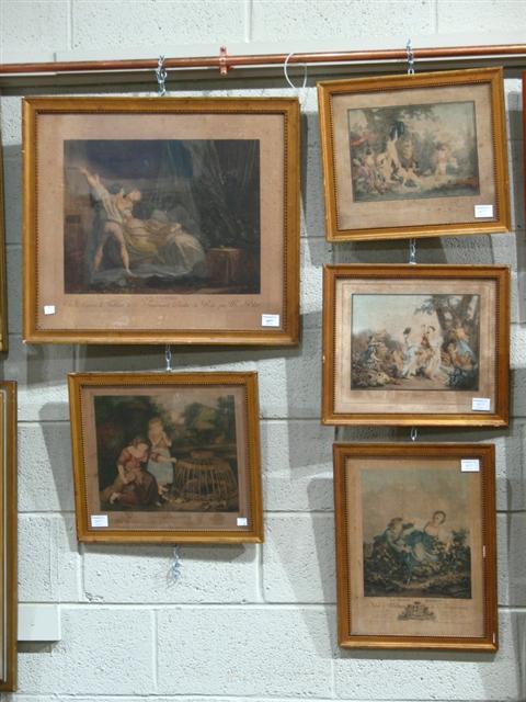 Appraisal: FIVE FRENCH PRINTS INCLUDING AFTER JEAN HONORE FRAGONARD LA VERROU