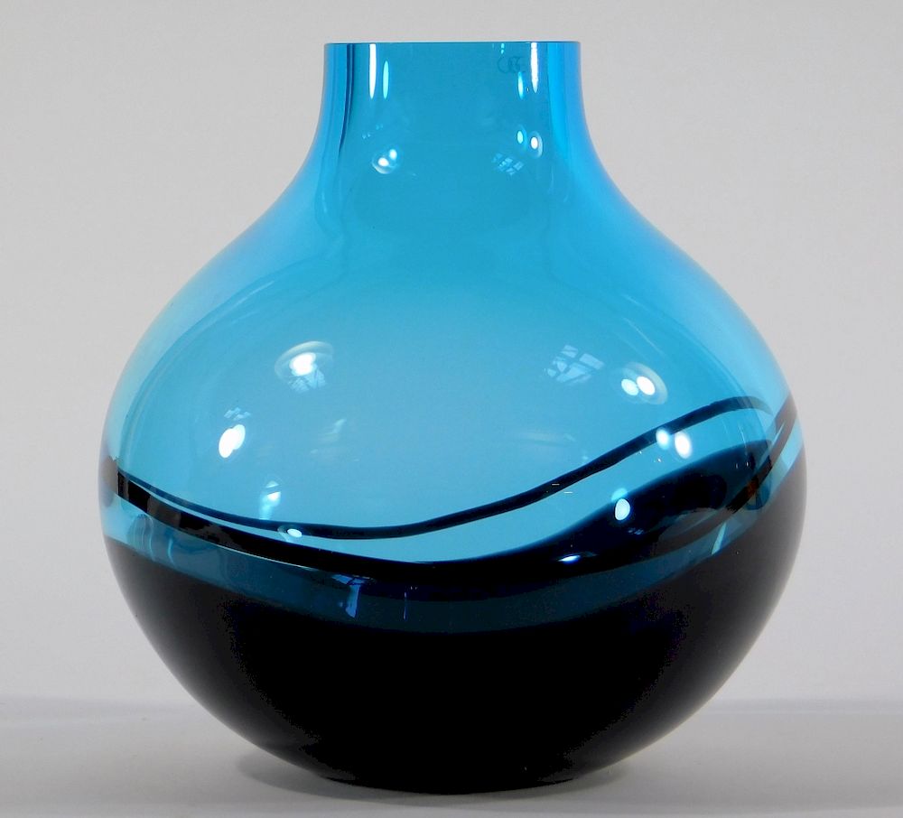 Appraisal: Seguso A V Murano Art Glass Globular Blue Vase Italy