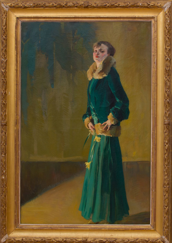 Appraisal: VIRGILIO CONSTANTINI - FEMME EN VERT Oil on canvas signed