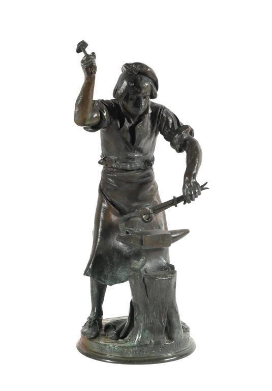 Appraisal: Bronze sculpture of a blacksmith by Adrien Etienne Gaudez French